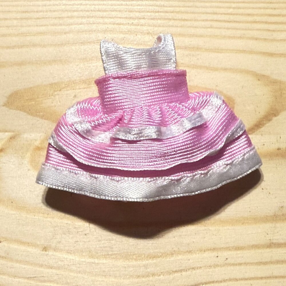 Pink & Silver Striped Satin Doll Dress For Kelly Barbie Sister